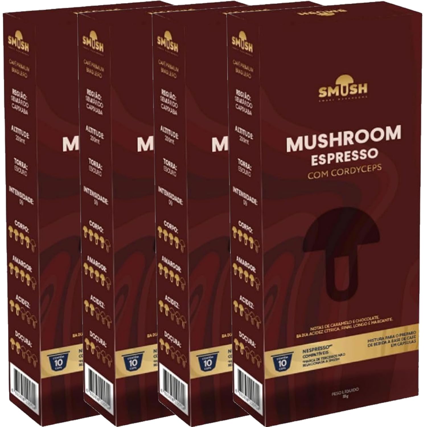 SMUSH - Mushroom Espresso Pods Compatible with Nespresso Original Machines | Enriched coffee with mushroom, Energy & Focus (Pack of 40-Count, Mind - Cordyceps)