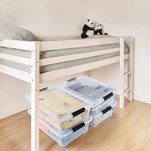 Miniatura 6 de Lesbin Contenedores apilables de plástico debajo de la cama de 20 cuartos de galón con tapa, juego de 4 contenedores de almacenamiento con pestillo