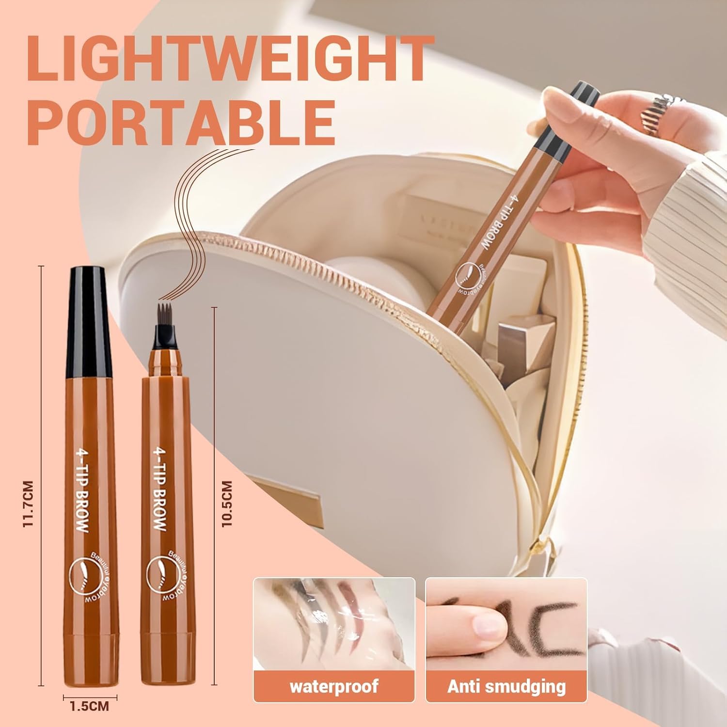 2Pcs Magic Microblading Eyebrow Pencil, 2025 New 4-Tip Waterproof Brow Pencil with Micro-Fork Tip, Natural Fine Stroke Eyebrow Pen for Women (5 Colors)
