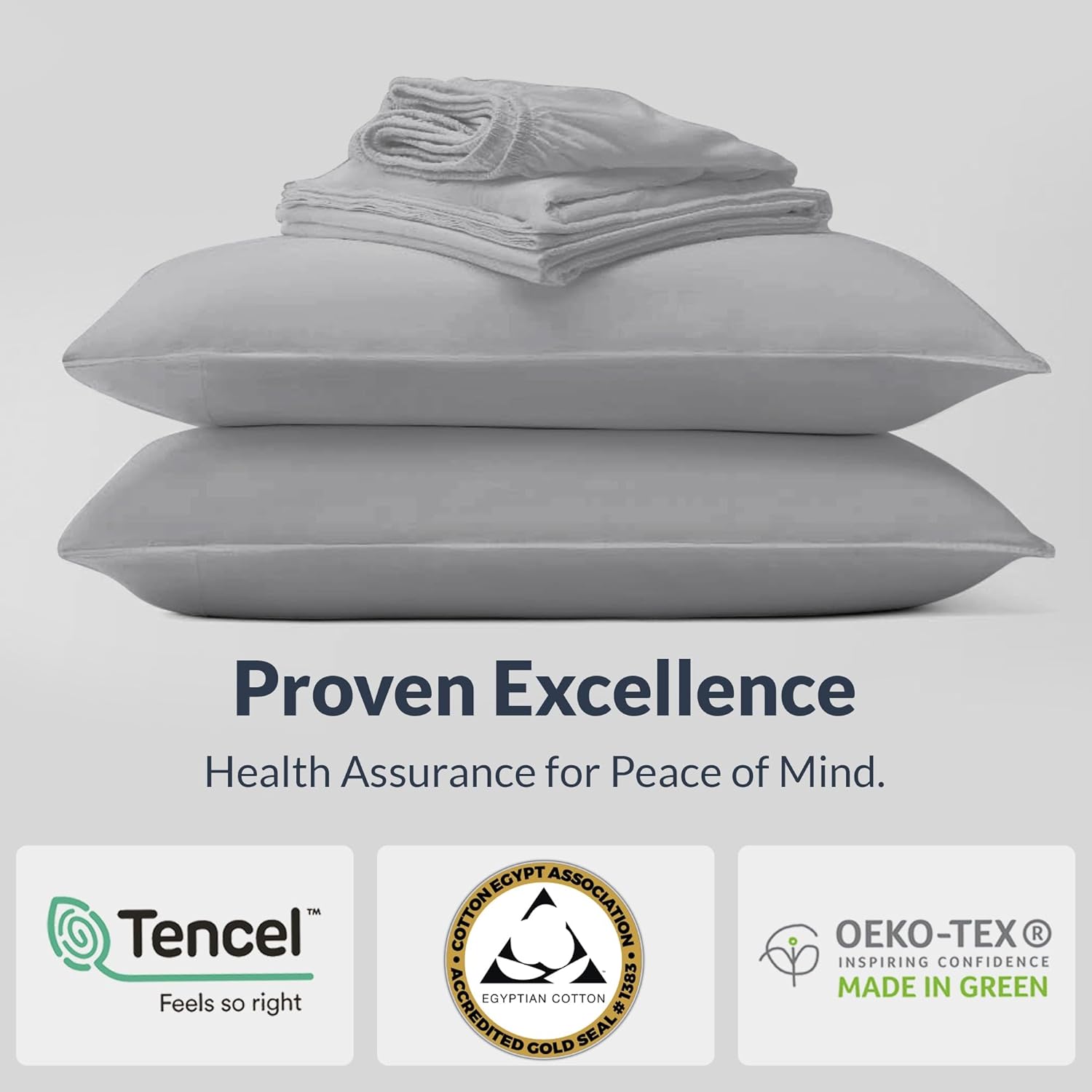 Eucalyptus Sheets – Cooling Tencel Sheets Queen Blend with Egyptian Cotton, Ultra-Soft Breathable Percale Weave 4-Piece Bedding Set for a Luxurious, Refreshing Sleep (Light Grey)