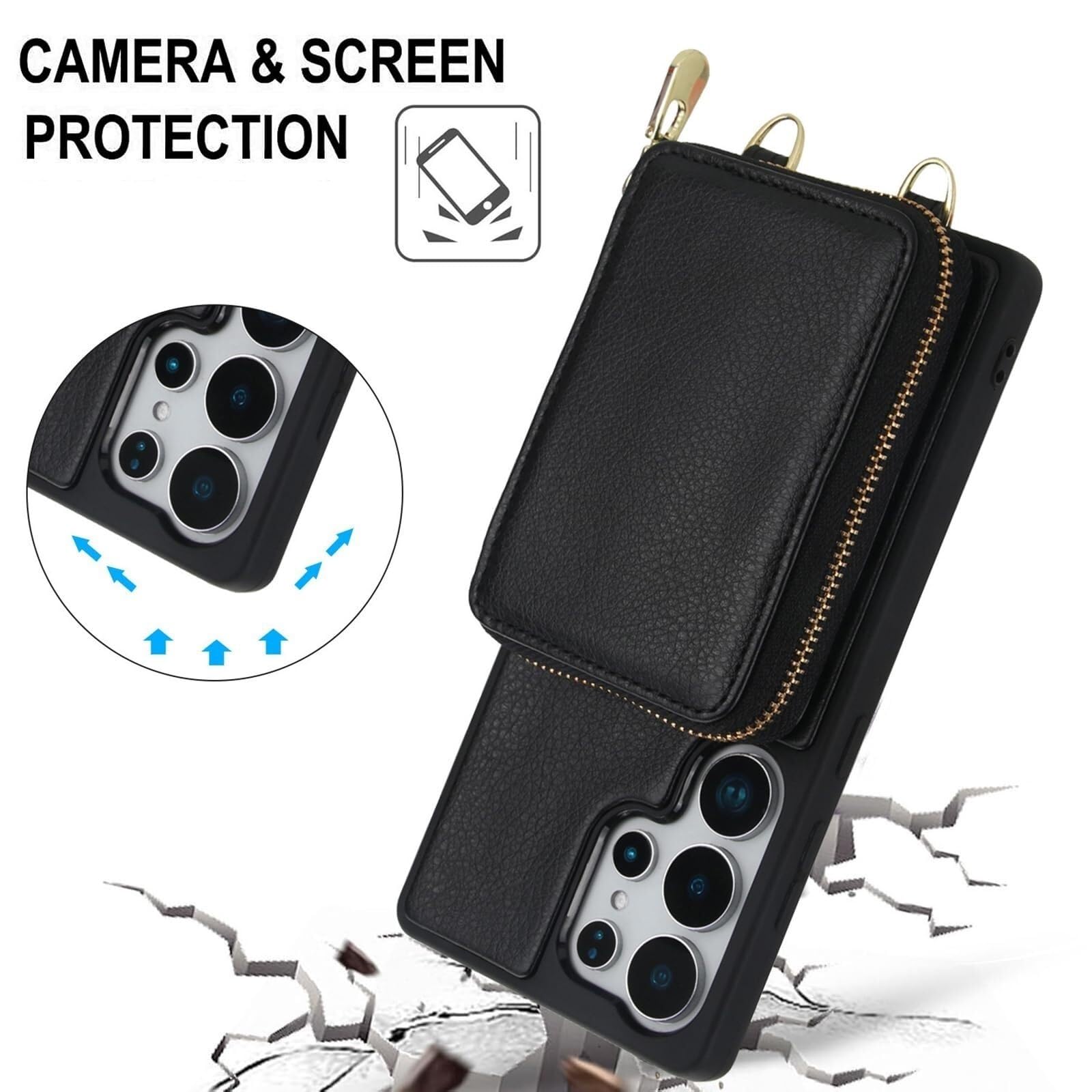 Etui do Samsung Galaxy S26 Ultra/S26 Plus/S26, skórzany pasek crossbody, podpórka, odporna na wstrząsy powłoka (fioletowy, S26 Ultra)