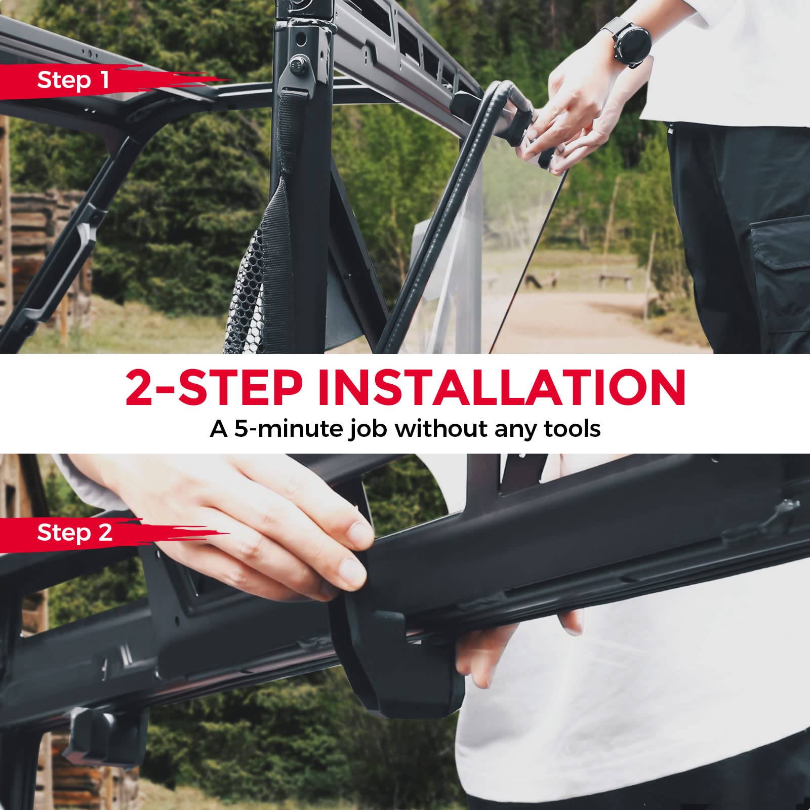 KEMIMOTO Rear Window, Hard Rear Windshield Compatible with 2017-2023 2022 Polaris Ranger XP 1000 / Crew, 2020 2021 2022 Polaris Ranger 1000/ Crew, 2013-2019 Polaris Ranger XP 900/ Crew, Bobcat