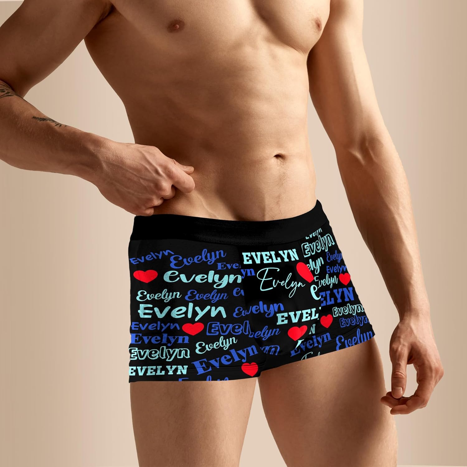 Artsadd Custom Men's Boxer Briefs Personalized Funny Face Shorts Underwear Customized Photo Gift Boyfriend Husband Valentines