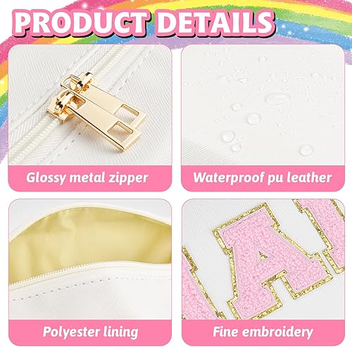 Miniatura 3 de Bolsa de maquillaje de parche de piel sintética, portátil, impermeable, para cosméticos, uso diario, para mujeres y niñas, Cabello blanco., Parche