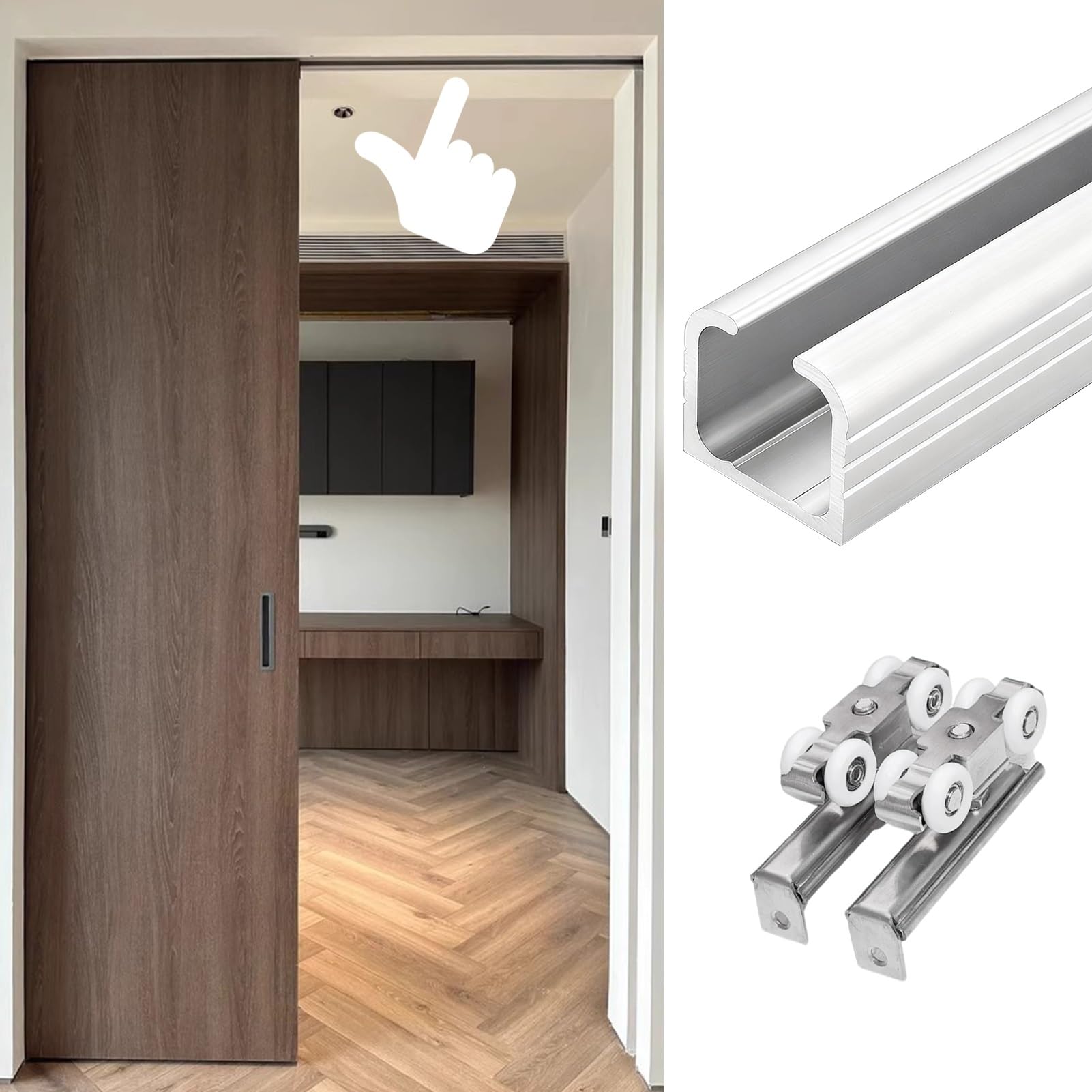 Kit ferrure de porte coulissante Ghost avec réglage précis du rail