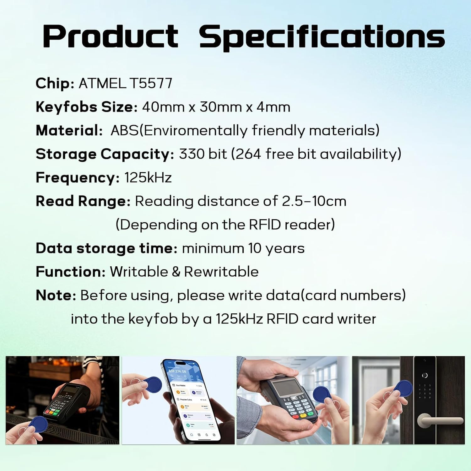 T5577 EM4305 Copy Rewritable Rewrite Duplicate ID Tag Transponder Copy TK4100 for 1326 Format HID Card Proximity ID