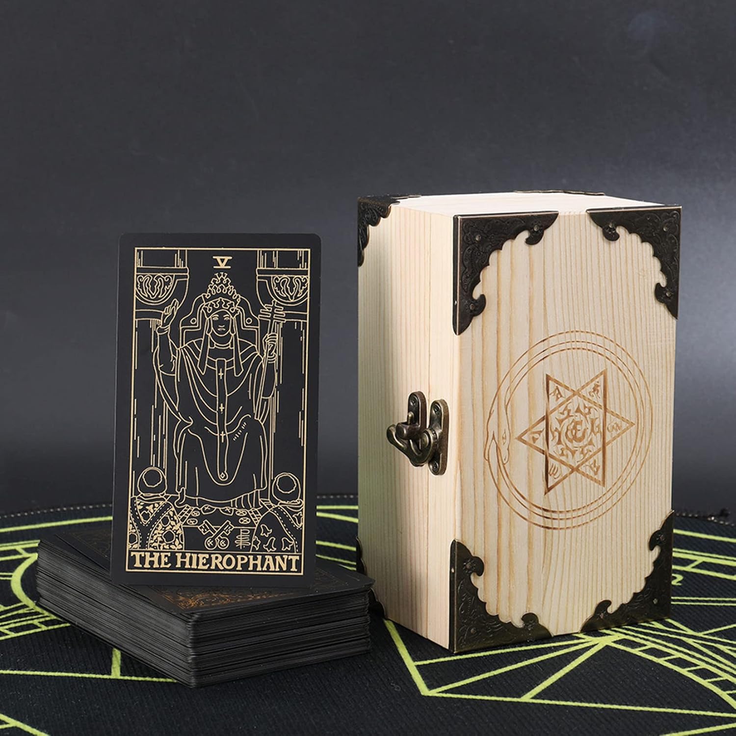 Tarot Cards for Beginners,Oracle Waterproof Cards Deck with Guidebook Prophecy, Fortune Teller Game Set for Family Reunion Expert Reader for Christmas Birthday, Black