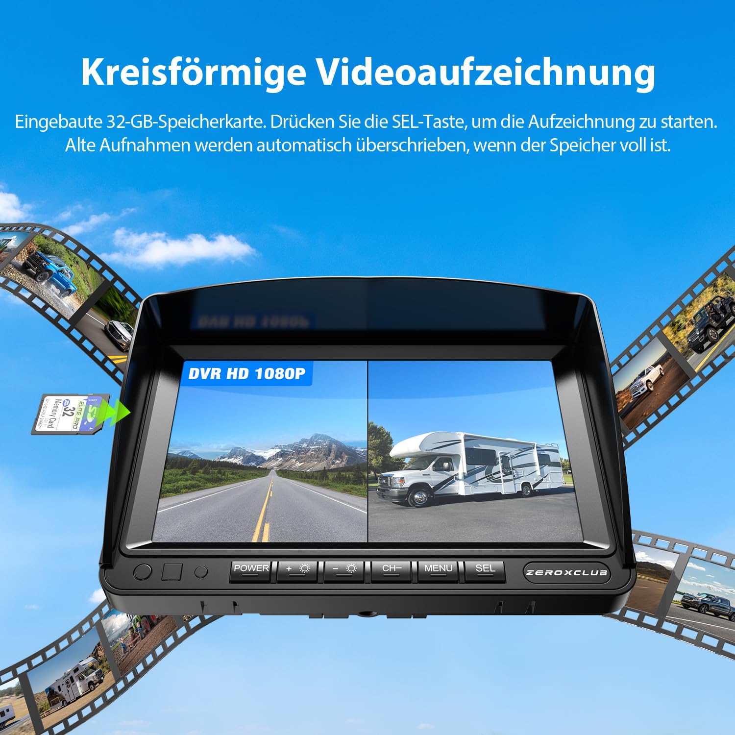 Digital Rückfahrkamera Kabellos Set 7" HD LCD Monitor Dual-Kameras IP69K wasserdichte Funk Nachtsicht Wireless Einparkhilfe für LKW Wohnwagen Anhänger