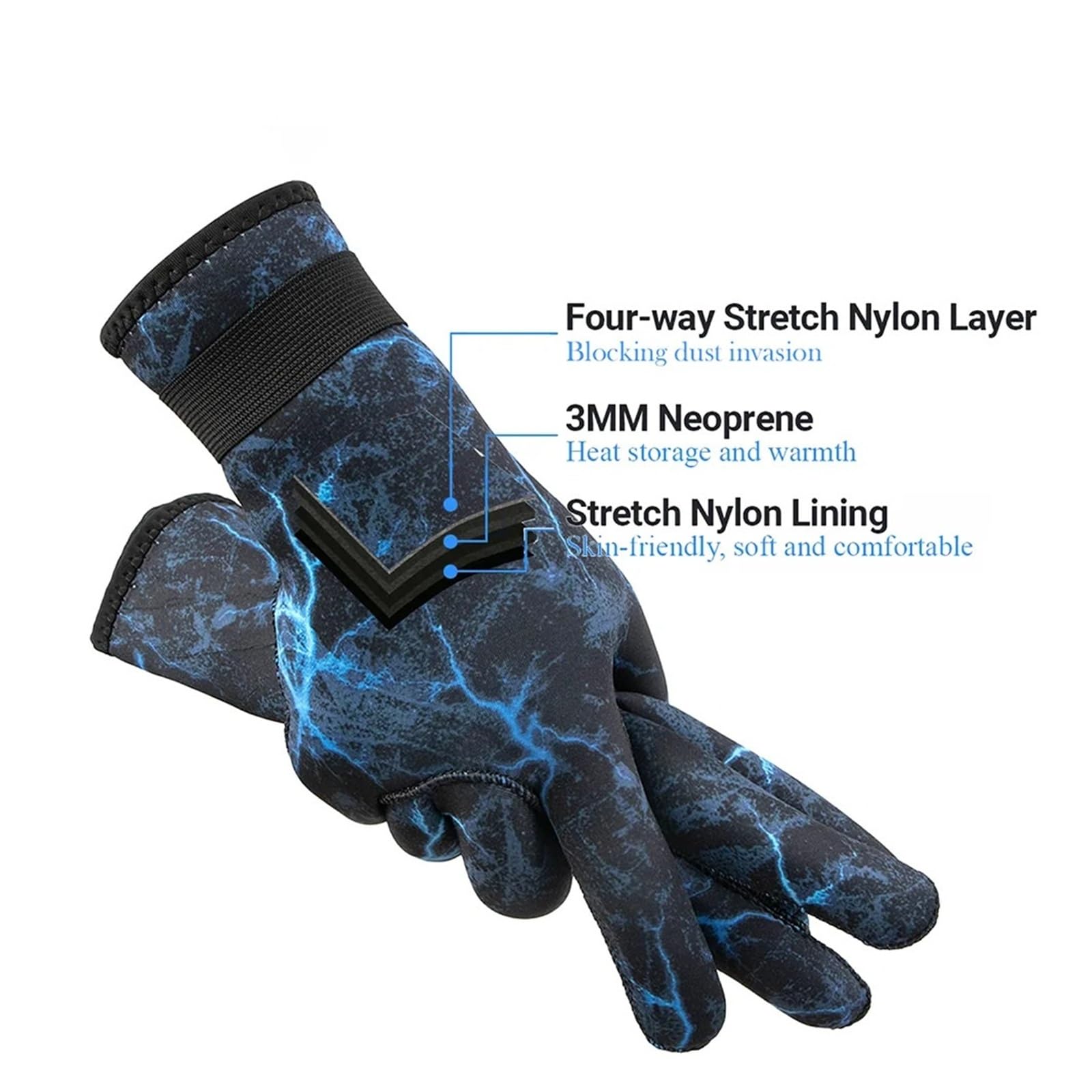 Générique Gants de plongée 3mm, résistants à l'usure, maintien au chaud en hiver, for la pêche sous-marine