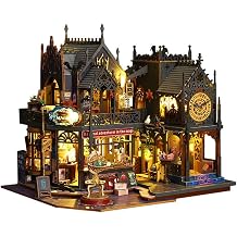 3D Wood Puzzle, Miniature Castle DIY Assembly Ornaments Craft Model Kit with LED Light & Dust Cover, Ideal Halloween Magic Journey Decor & Collector Display Gift for Adults Youth Kit Version