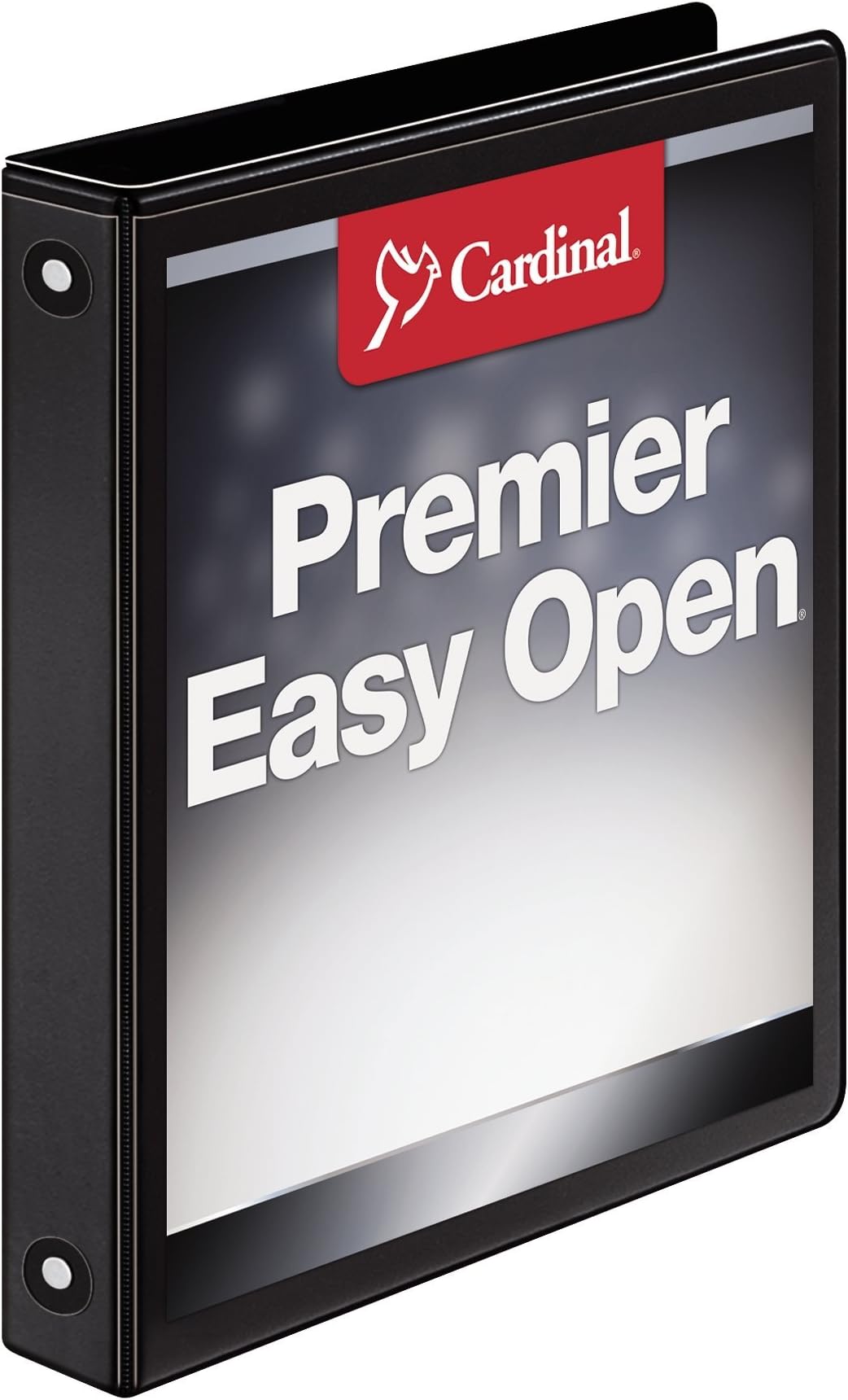 Cardinal 3 Ring Binder, 1 Inch Premier Easy Open Binder, ONE-Touch Locking Round Rings, 200-Sheet Capacity, ClearVue Cover, PVC-Free, Black (11101)