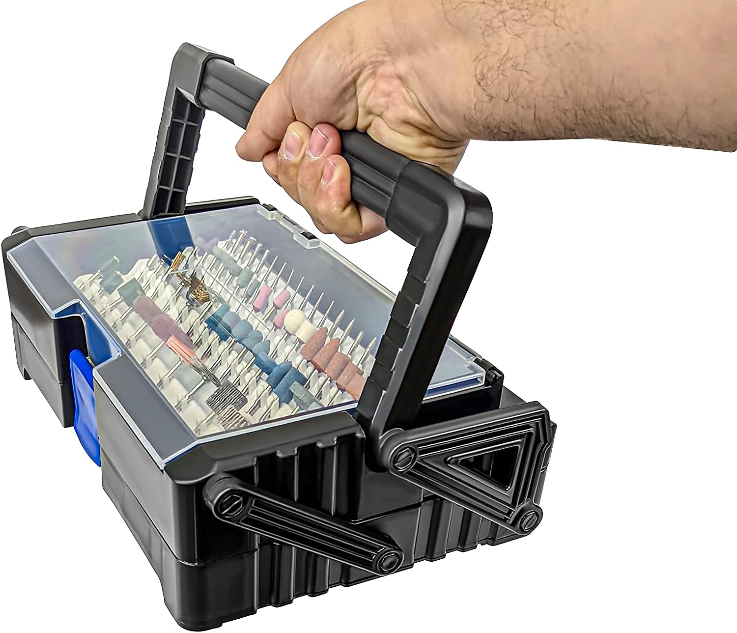 LINE10 Tools 500pc Rotary Tool Accessories Attachments Kit in Cantilever Storage Organizer Case Box Set