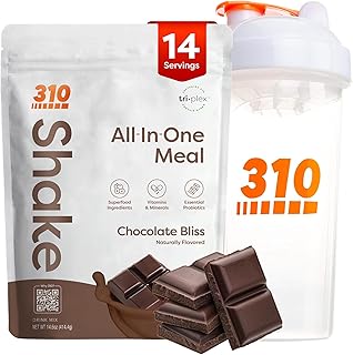 310 Nutrition Meal Replacement Shake Powder Starter Kit with Shaker Cup – Vegan Protein, Fiber & Superfood Blend – Sugar-Free, Low Carb, Keto & Paleo Friendly – Chocolate Bliss - 14 Servings