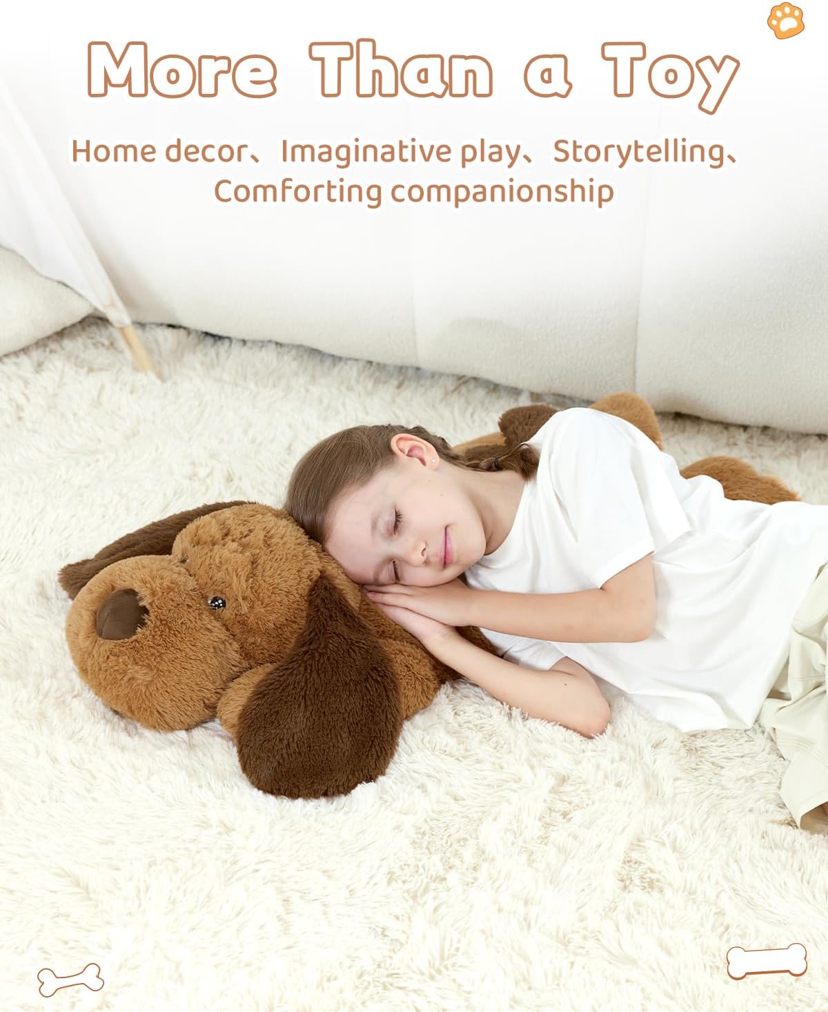 MaoGoLan Giant Dog Plush,31 inches Large Stuffed Animal Dog,Chocolate Brown Fluffy and Cuddly Stuffed Puppy Stuffed Animal Throw Pillow Toy Gift for Puppy Lover,Girls,Kids