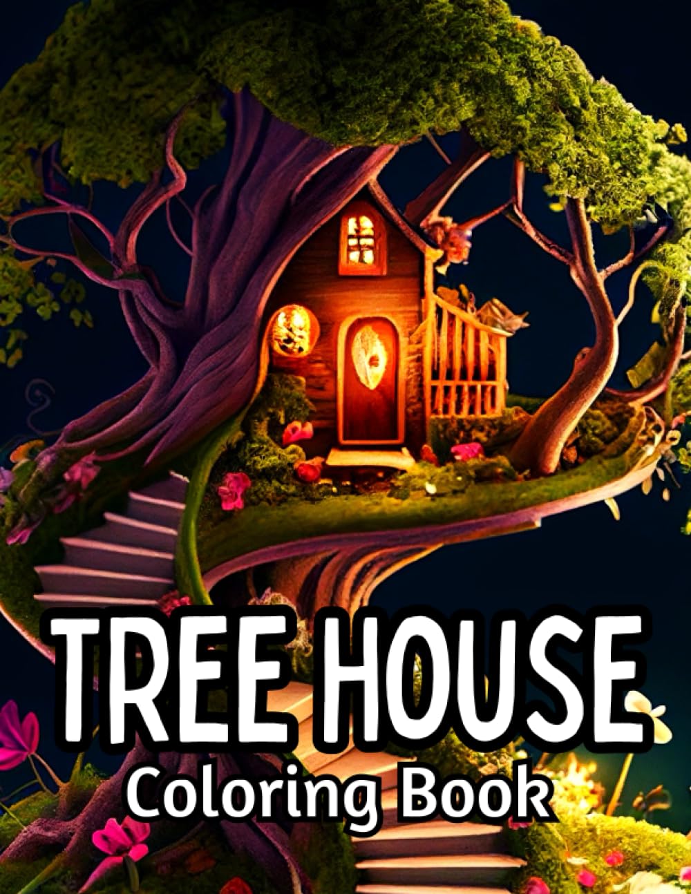Tree House Coloring Book: A Relaxing Coloring Book with Fantasy Tree houses featuring Tree houses and Lovely, Calm Landscapes