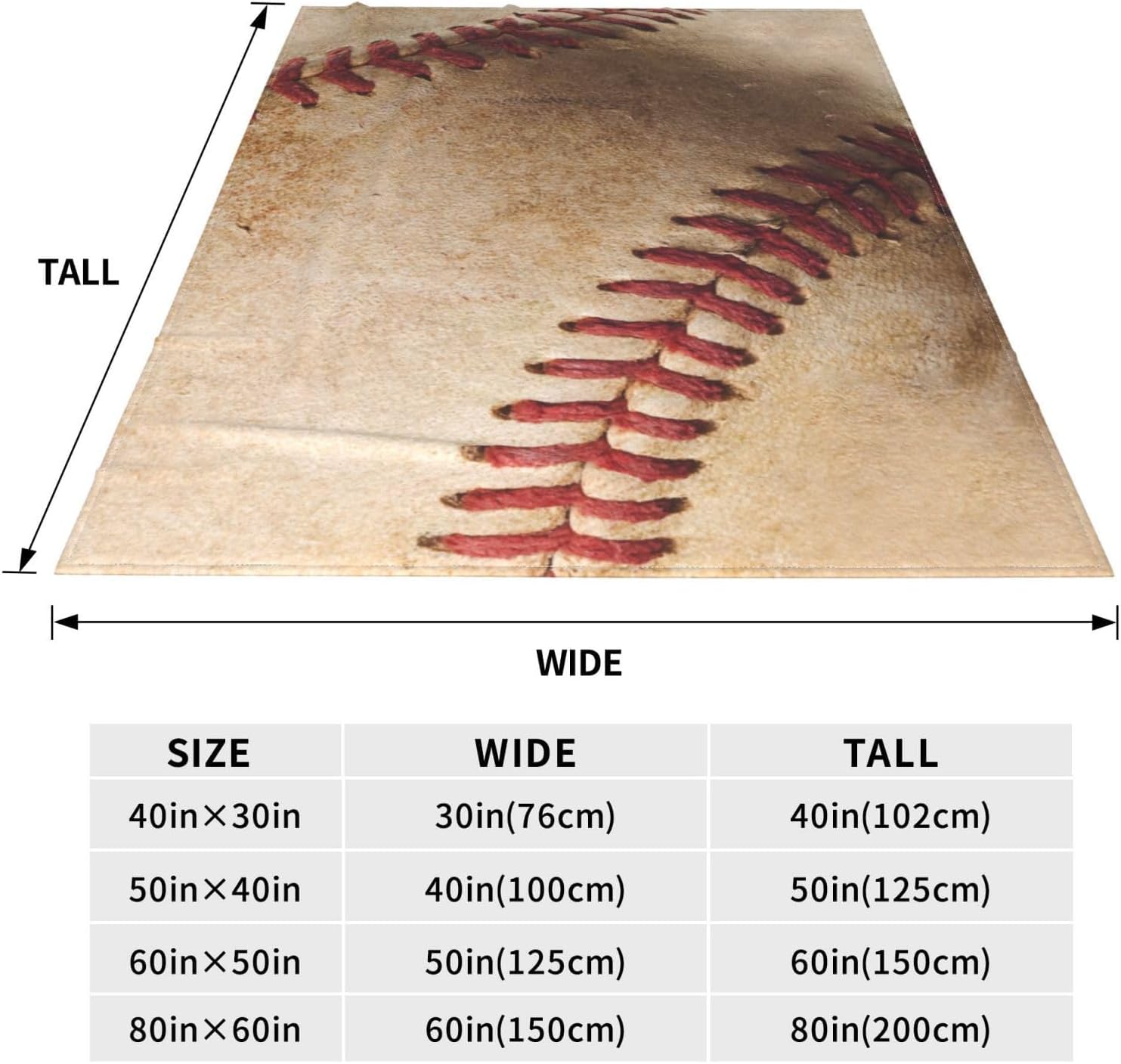 Baseball Blanket Retro Throw Blankets Flannel Fleece Plush Warm Cozy Blanket for Bed Couch Sofa Travel 60"X80"
