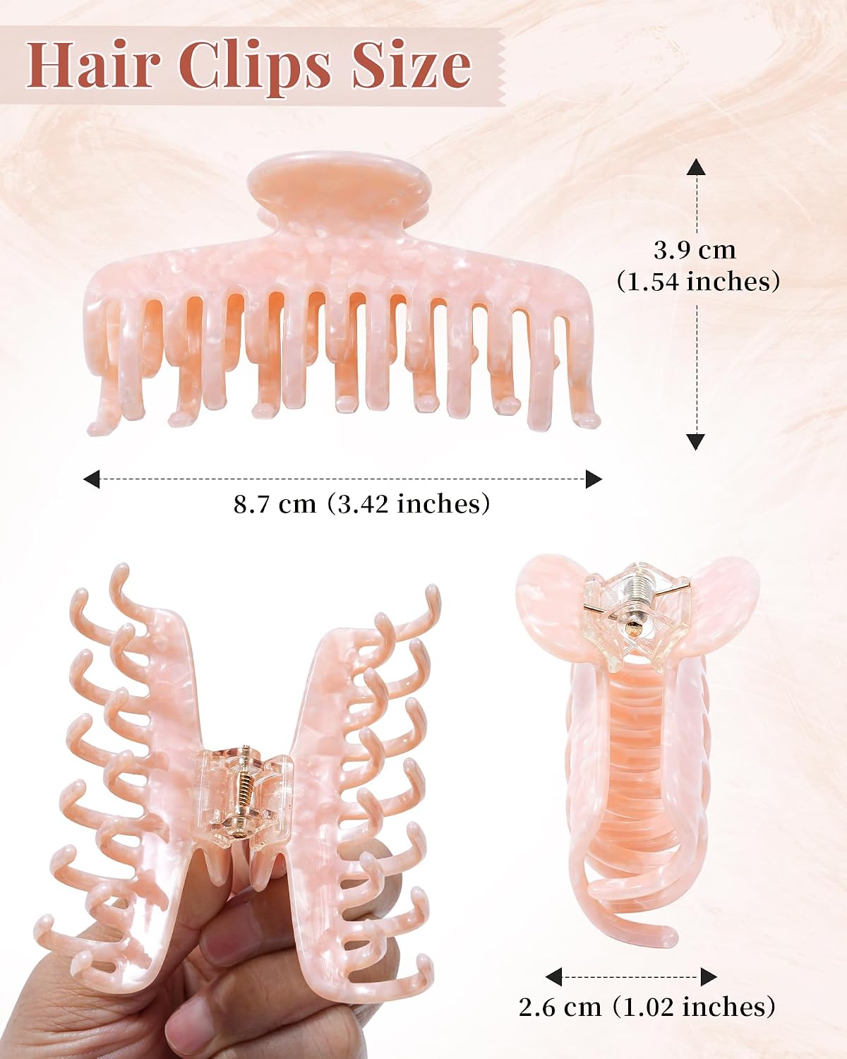 Mesovor Acetate Double Row Teeth Hair Claw Clips for Thin Hair, Non-Slip image 3