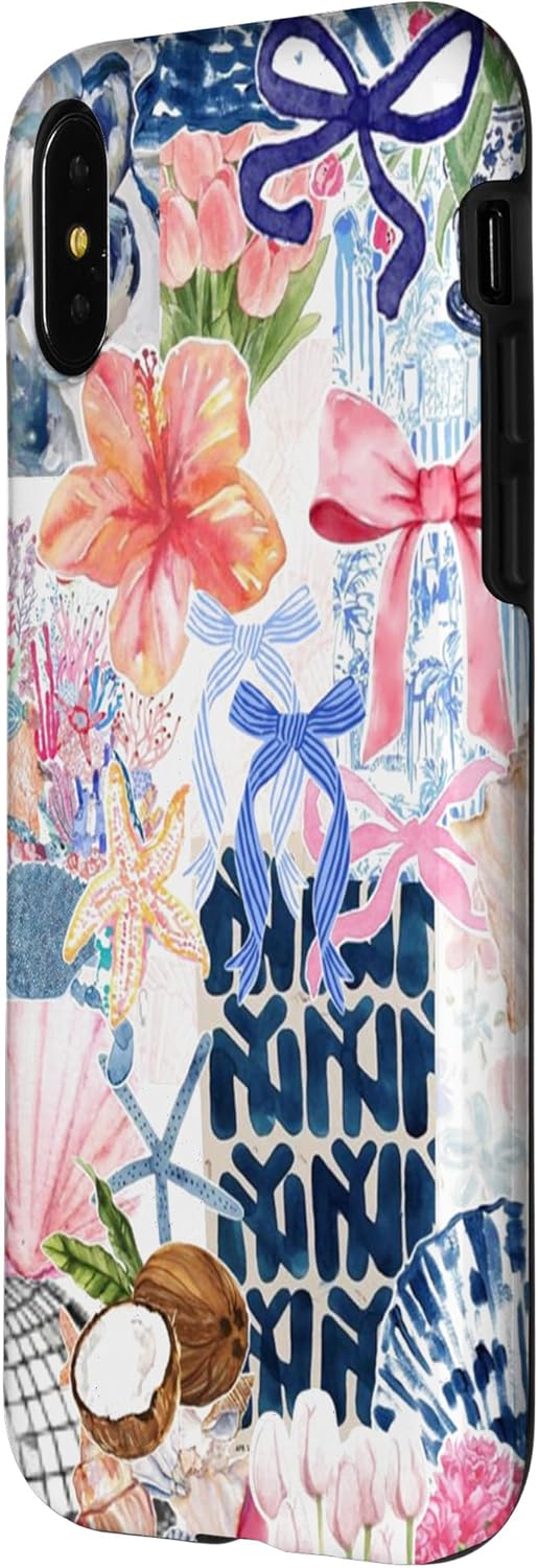 iPhone X/XS Beachy Blue Coquette Collage Preppy and Cute Aesthetic Case - Image 2