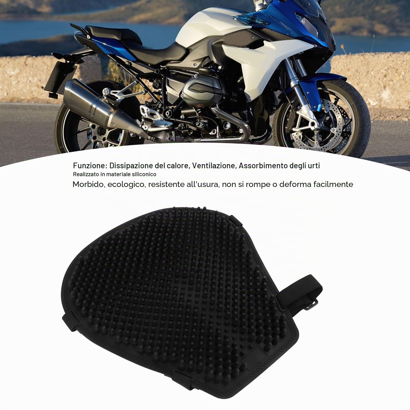Cuscino Sella Moto, 3D a Nido d'Ape Antiscivolo Traspirante Moto Gel Cuscino Sella con Assorbimento degli Urti, Traspirante, Universale Crociera Sport Touring Moto