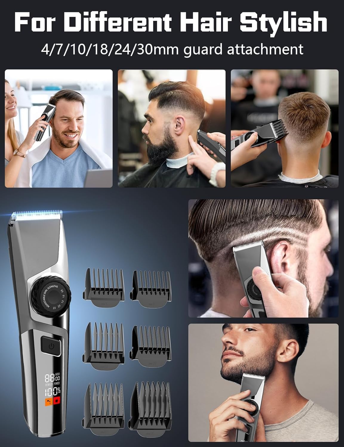 Hair Clippers for Men, Rechargeable Mens Women Hair Clippers with Extra Replacement Blade, Mens Haircut Grooming and Trimmer Kit for Beard, and Hair Clipper