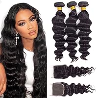 Vista 10 de Extensiones de cabello humano lacio 12A con cierre de encaje HD de 5 x 5 (16, 18, 20 + 14 pulgadas), tejido de cabello humano virgen brasileño 100%