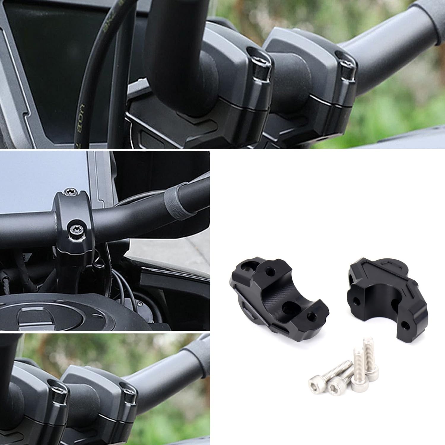 CNC Handlebar Riser Mount Kit for Pan America 1250 1250S 2021-2025, Black Aluminum Alloy, 35mm Height Increase, 18mm Setback