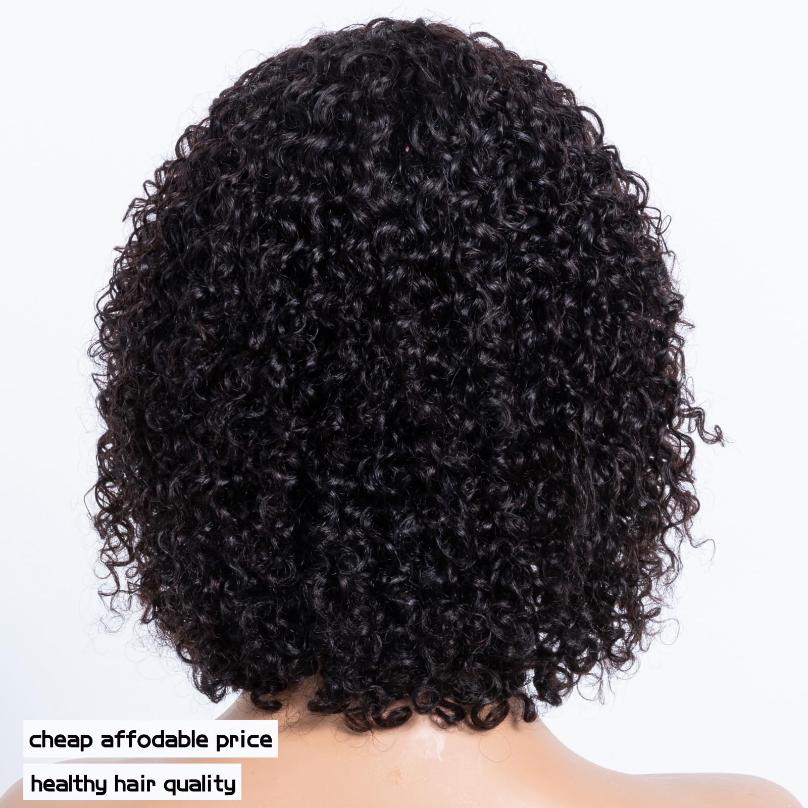 Short Glueless Human Hair Wig with Bangs