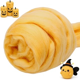 3.53oz Needle Felting Wool Roving for Needle Felting Yellow Felting Wool