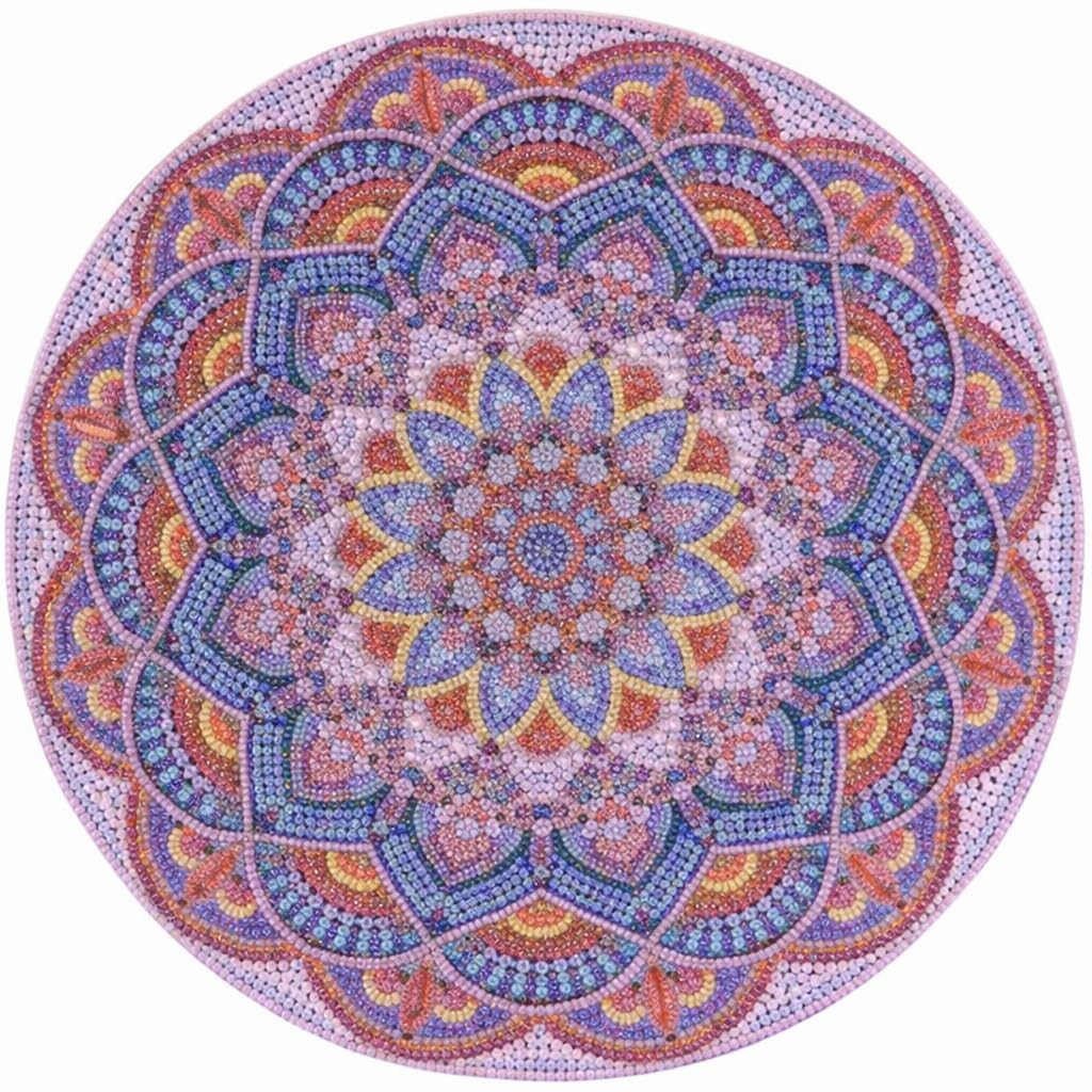 URBAN BOX Diamond Painting Art Coaster Kit, Mandala Design, 40cm x 40cm, Purple, with Holder, Arts & Crafts for Adults-image-46