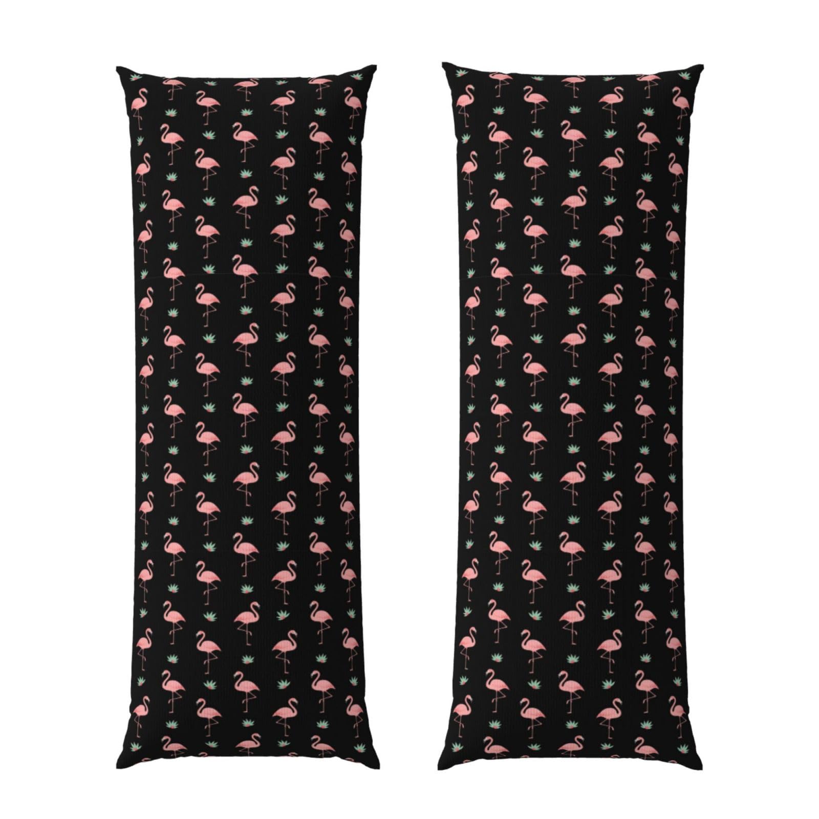 Body Pillow Protector Cover 20x60 Cute Flamingo Black, Soft Microfiber Pillowcase with Zipper, Wrinkle Shrinkage Resistant, for Bed Couch Sleeping