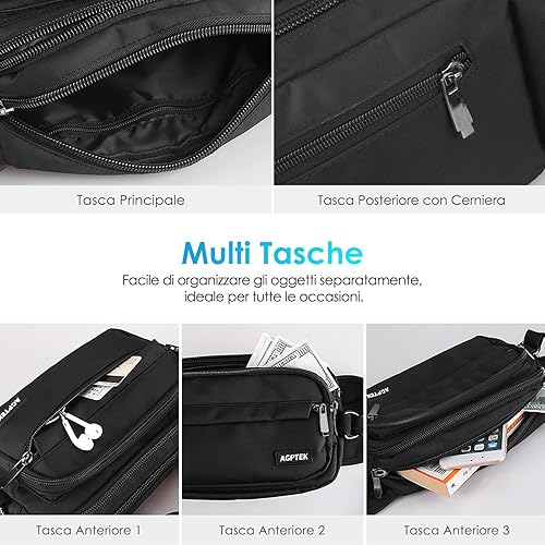 Miniatura 4 de AGPTEK Riñonera para mujeres y hombres, bolsa de cintura ajustable, para viajes, correr, ir de compras, senderismo, pasear perros, ciclismo,