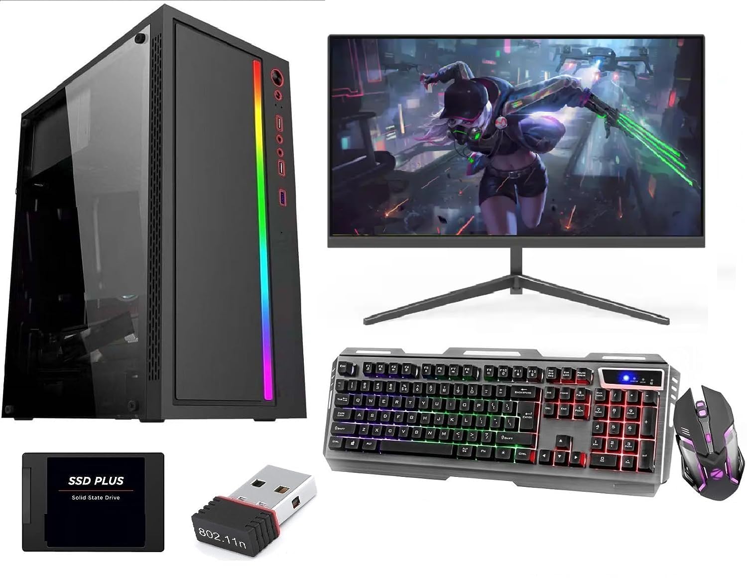 Zoonis Core i5 Desktop Complete Computer System Full Setup for Home & Business(core I5 3rd Processor/19 Monitor/Keyboard Mouse/Windows 10/ WiFi) (16GB RAM/512GB SSD) 2 GB Graphics Crad