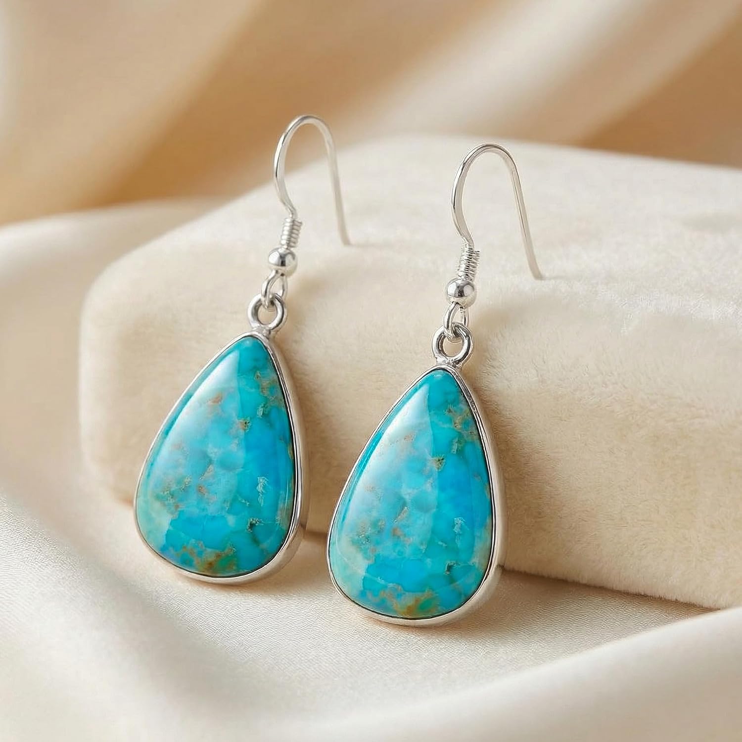 Turquoise Earrings Sterling Silver 925 & Genuine Gemstones