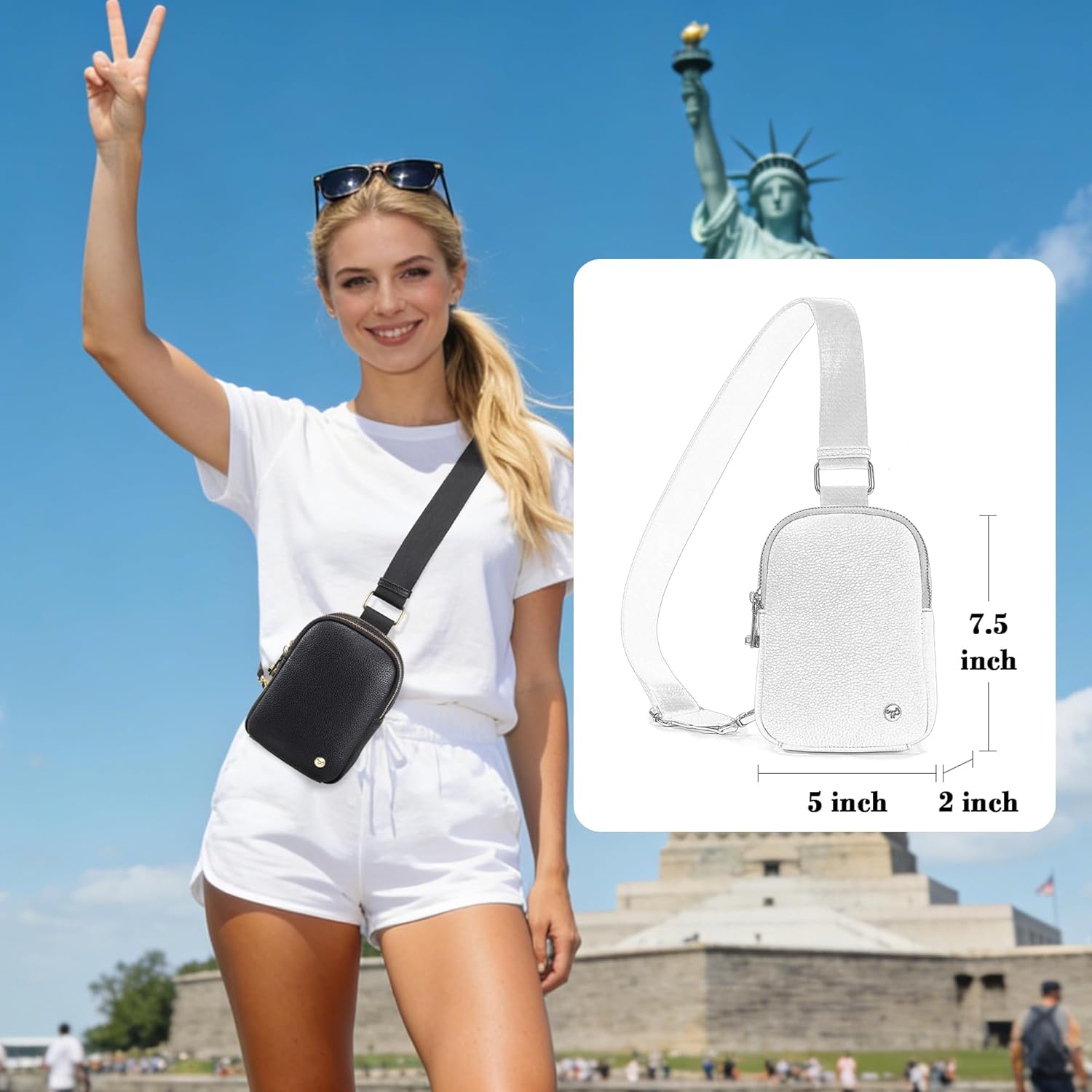 INICAT Anti Theft Crossbody Bag for Women, Small RFID Blocking Sling Purse with Zipper Lock for Travel, Vegan Leather