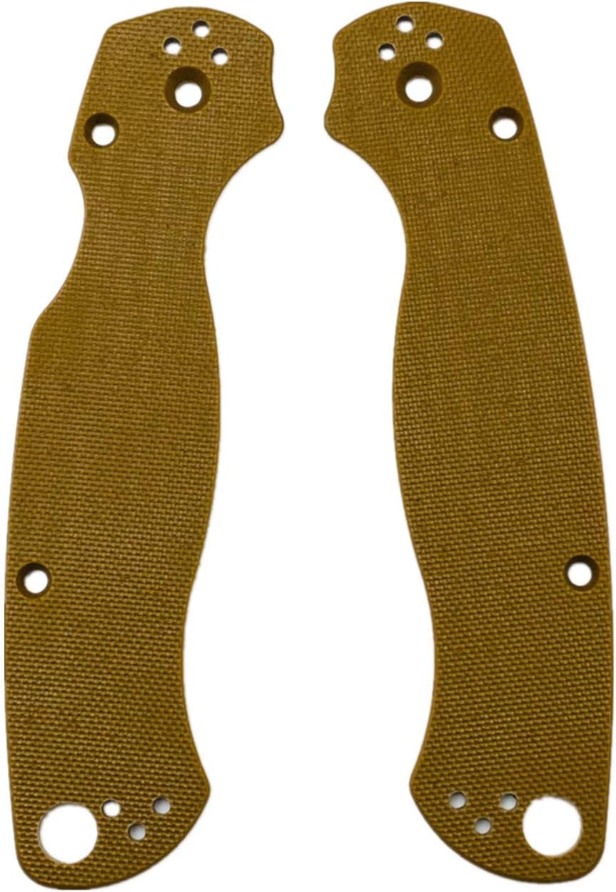Aibote1 Pair G10 Handles Scales Glass Fiber Handle Patch DIY Tool Material for Spyderco Para Military 2 C81 Folding Knife (Brown)