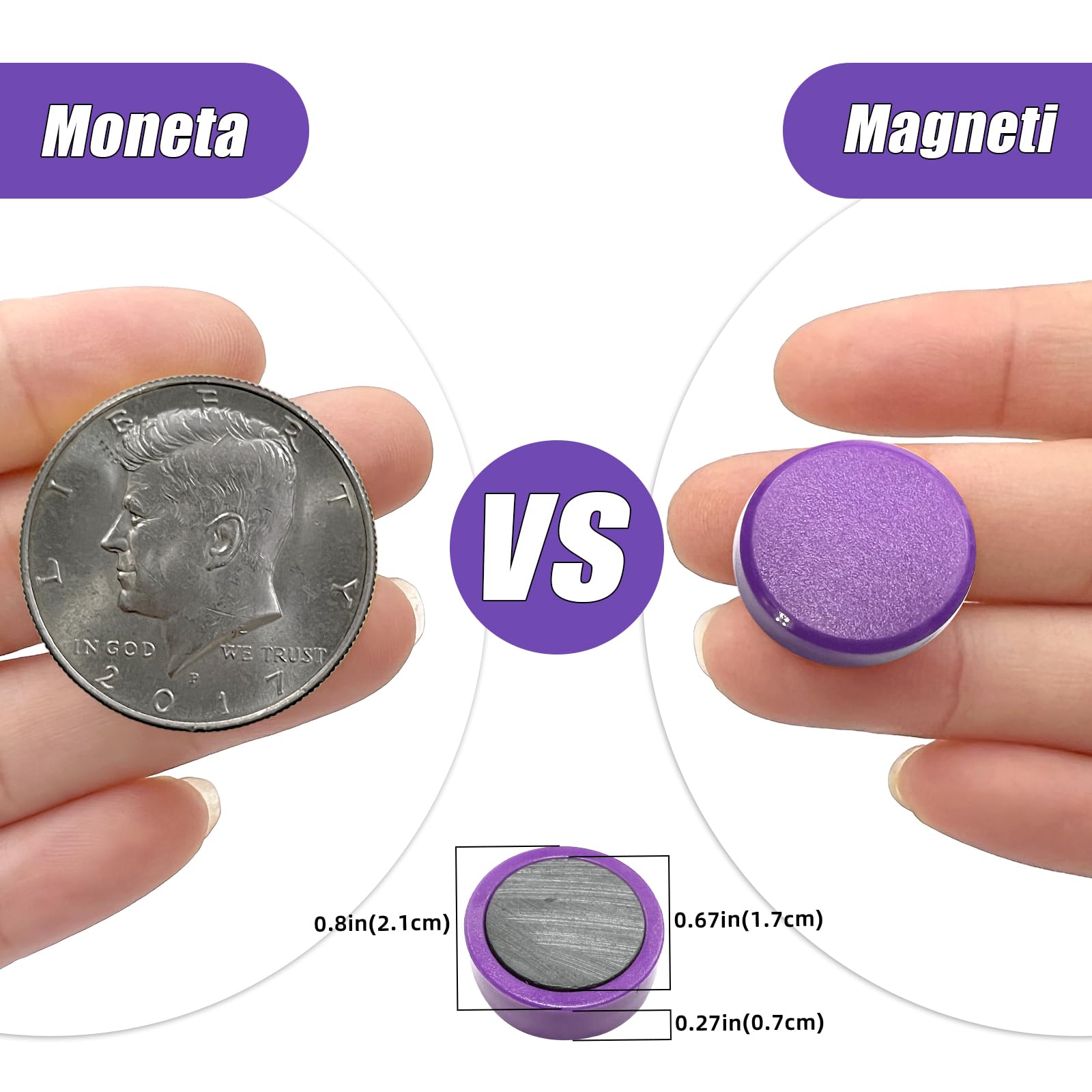 Calamite Piccole 14 Pezzi 7 Colori - Forti Magneti Per Frigo E Lavagna, Trasparenti E Colorate - Foto 6