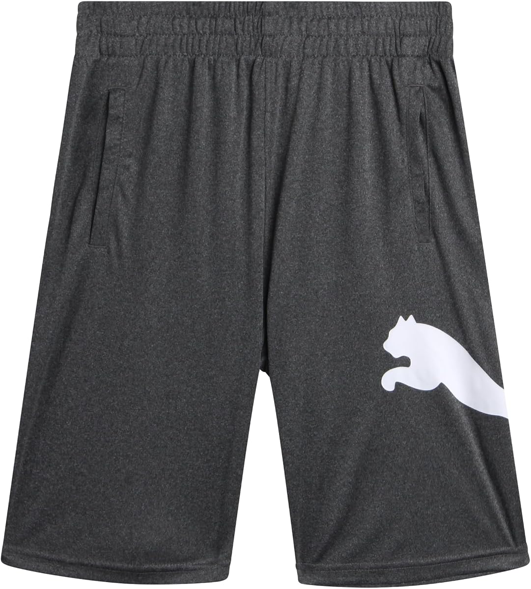 PUMA Pantalones cortos activos de baloncesto entrelazados de secado rápido para niños (tallas 4-20) | Tejido de alto rendimiento transpirable, ajuste cómodo y liviano, ideal para gimnasio, deportes y juegos activos diarios
