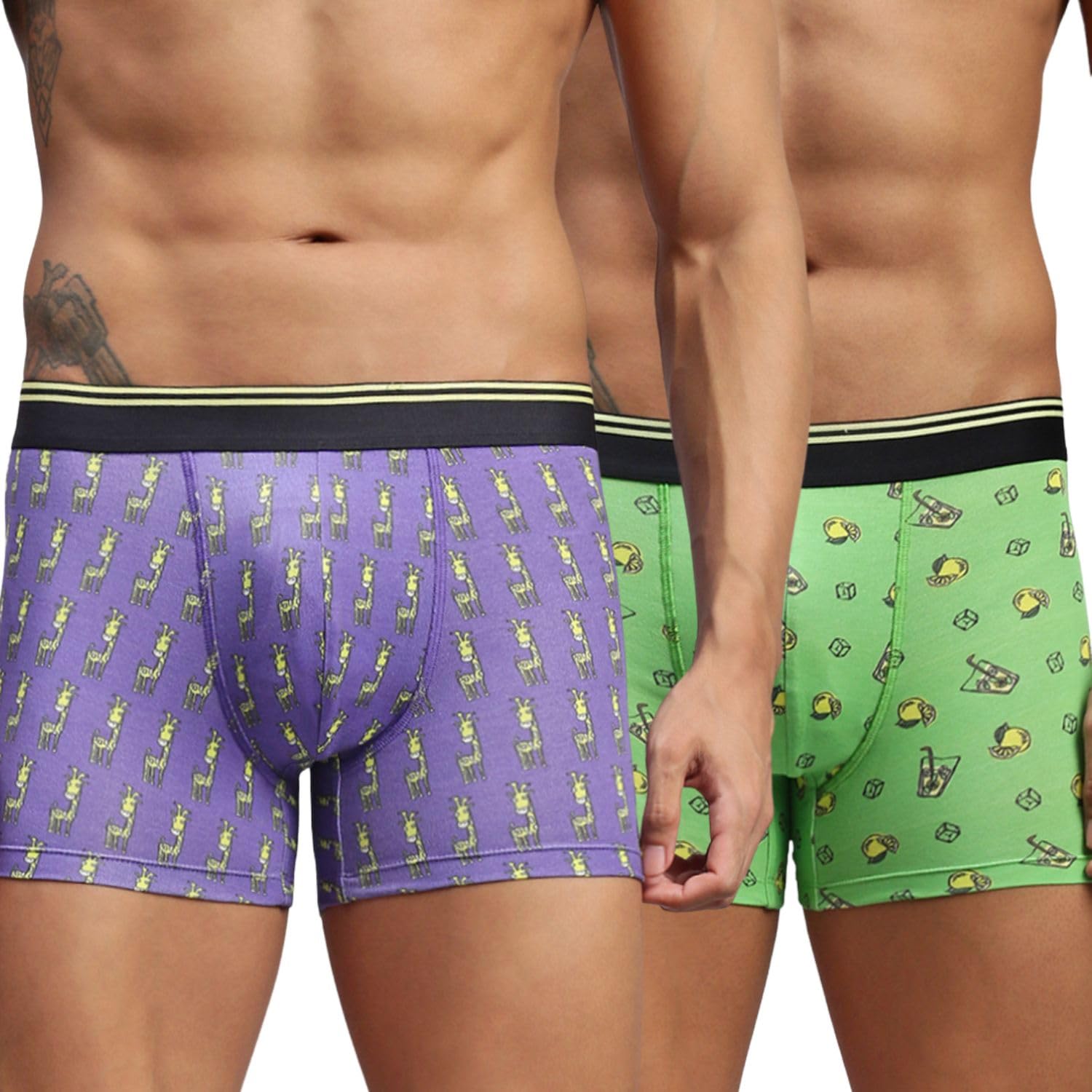 hayu 2PC Pack of Funky Giraffe & Lime 'N' SODA Men Modal Printed Trunks-picture-45