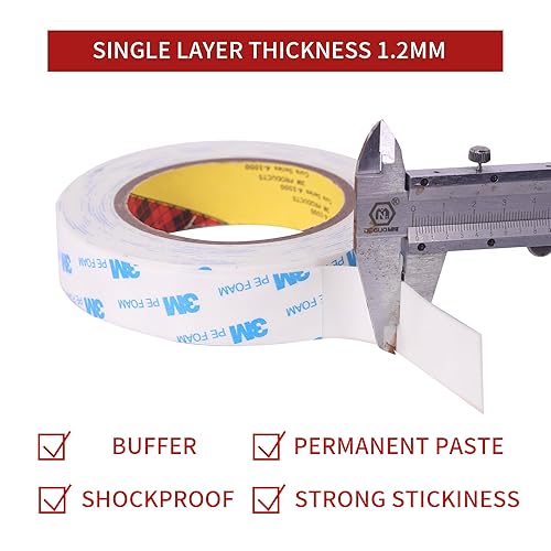 Miniatura 3 de Lamzele Cinta de espuma de doble cara, cinta de doble cara de 1 pulgada x 16.5 pies, resistente, tiras de cinta de espuma de montaje fuerte adhesivo