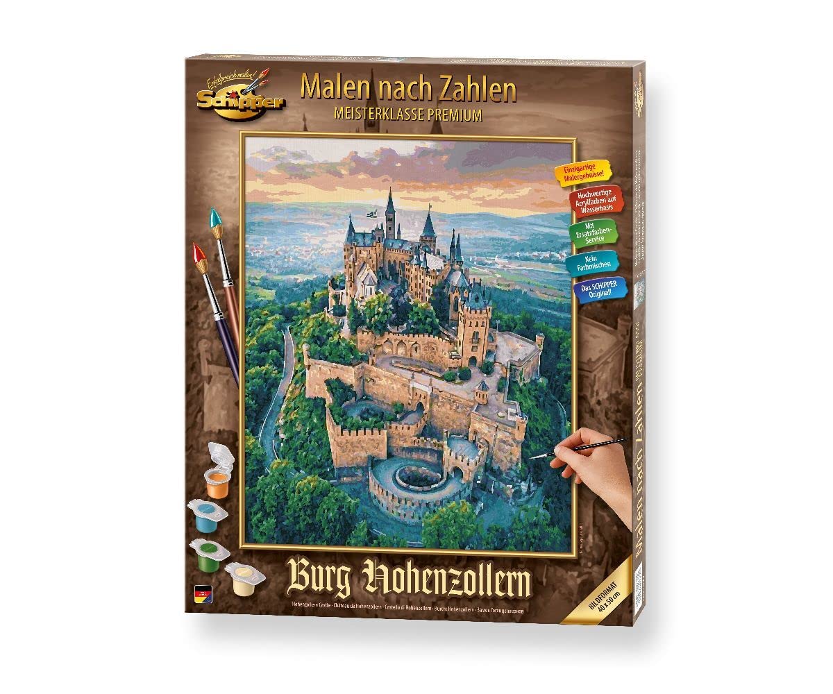 Schipper 609130882 - Dipingere con i Numeri, Burg Hohenzollern, Pittura per Adulti, pennelli e Colori acrilici, 40 x 50 cm