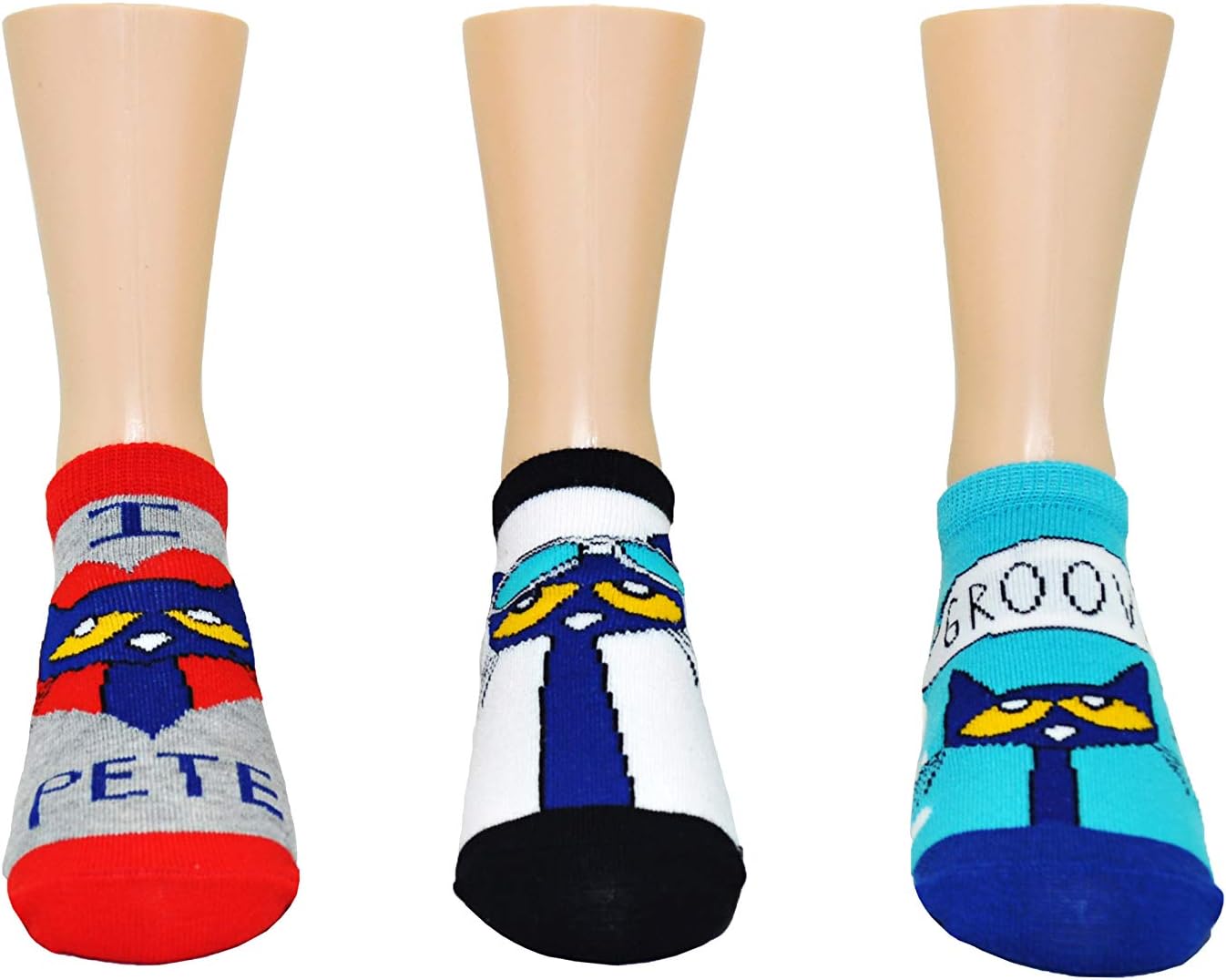 Pete the Cat Socks Gifts (Youth) (3 Pair) - Costume Lowcut Socks - Fits Shoe Size: 9-3 (Kids) image 2