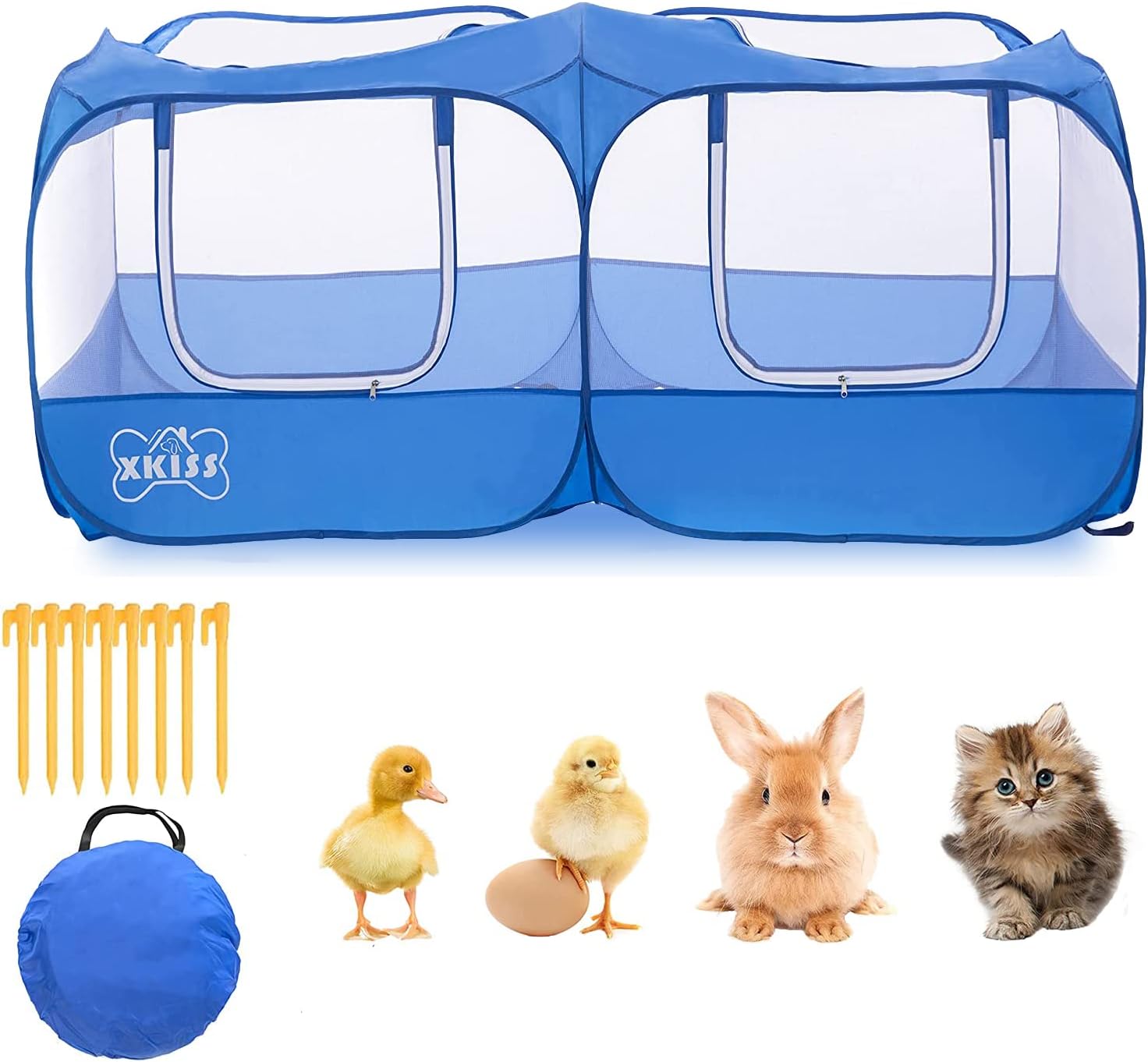 XKISS Chicken Playpen, Portable Outdoor Chicken Run Playpen, Foldable Bottomless Chicken Coop, Breathable Small Animal Playpen for Puppy…