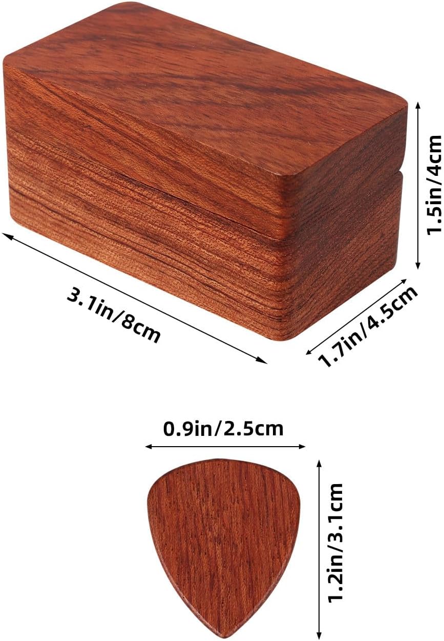 Wood Guitar Pick Holder Box for Electric Acoustic Guitar Portable image 2