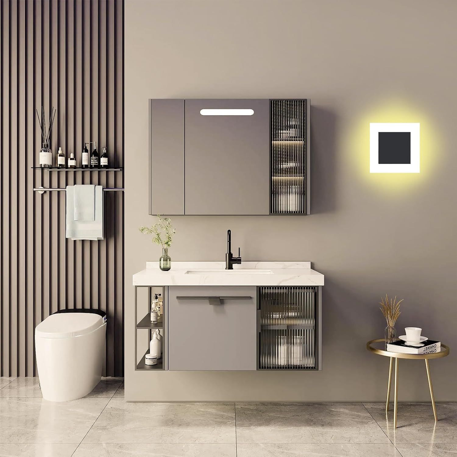 Kawell 10W Square Acrylic LED Wall Sconce Non-Dimmable Hardwired Black Wall Light Fixture for Bedroom, Living Room, Hallway Indoor Lighting, 3000K