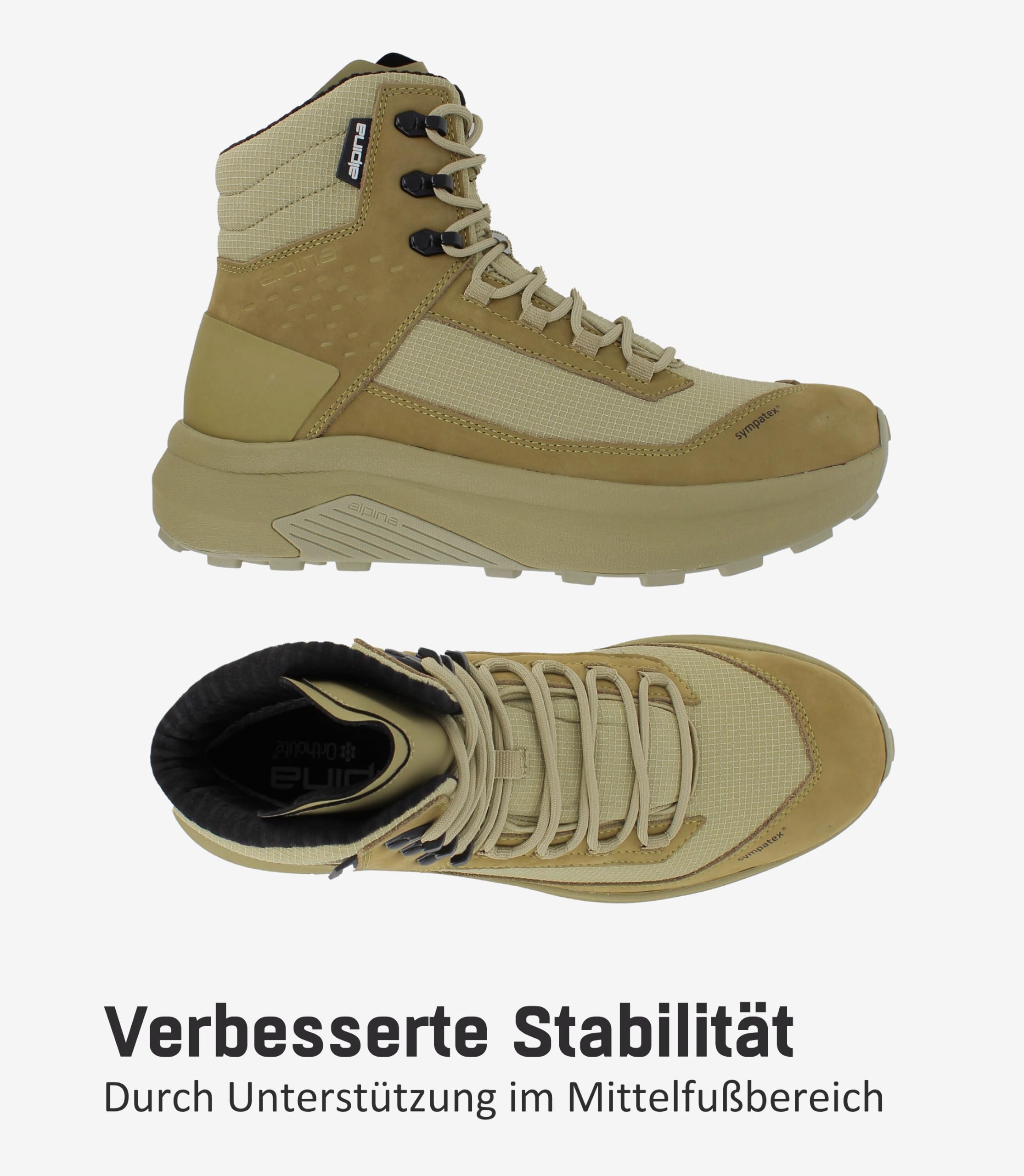 Alpina Lynx Wanderschuhe Herren und Damen | Wasserdichte Trekkingschuhe Herren und Damen, Mit Sympatex, Stormsohle, Leder & Ripstop