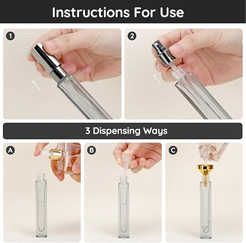 Miniatura 3 de Juego de botellas de perfume de vidrio Segbeauty, paquete de 5 de 10 ml de perfume portátil recargable de viaje, atomizador vacío rociador para