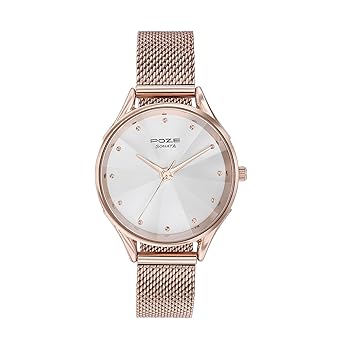 Sonata Poze Quartz White Dial Rose Gold Metal Strap Analog Watch for Women-SP80087WM01
