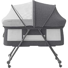ubravoo foldable baby bed grab-and-go baby bed with mattress wheels travel bag mosquito net children's travel cot extra bed for newborns bravo pro gray