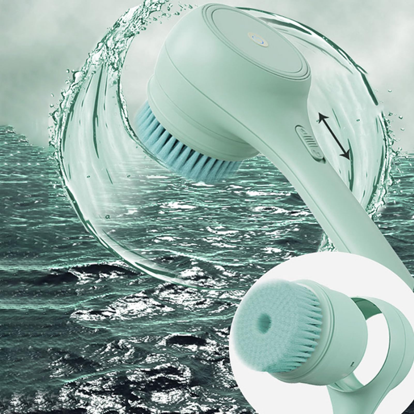 Cepillo de baño eléctrico, limpiador de espalda para ducha,Cepillos de | baño y cuerpo de mango largo impermeables - Cepillo de espalda eléctrico con batería grande para pies