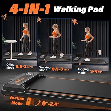 Under Desk Treadmill, Treadmill for Compact Storage with Retractable Design, Walking Pad with Incline for Home Office, 300 Lbs Weight Capacity, LED Display, Remote Control